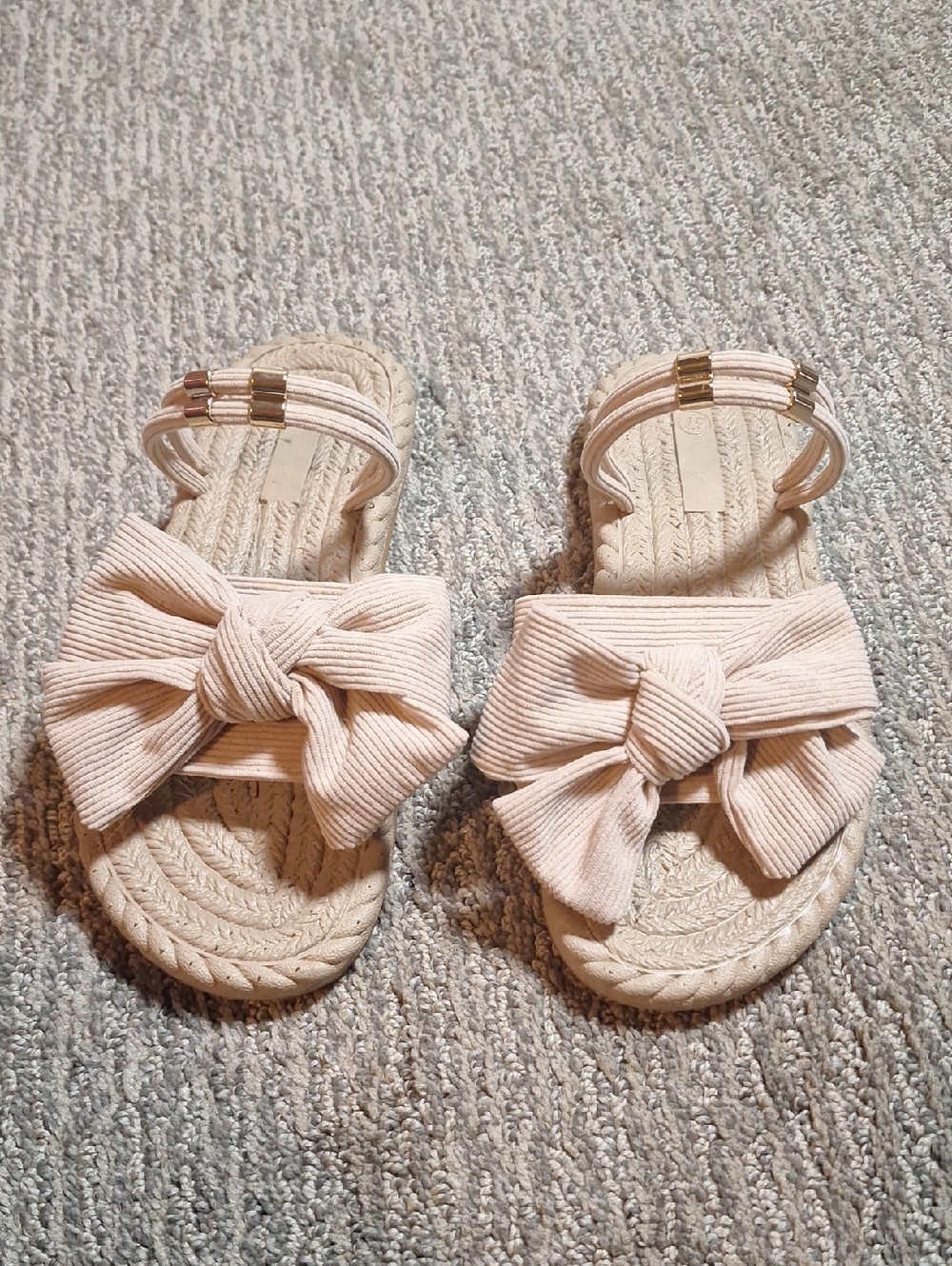 Women's Pink Bow Slide Sandals with Knotted Fabric Upper